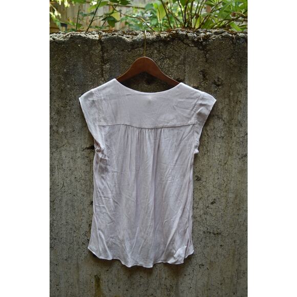 Rebecca Taylor Blush Pink Cap Sleeve Top with Embroidered Lace Neckline – Size S - Picture 2 of 5